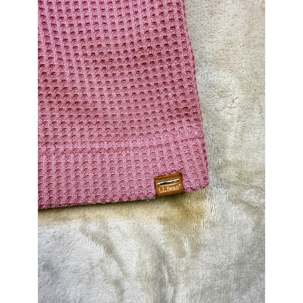 LL Bean Womens XL Pink Waffle Knit Funnel Neck Pullover Sweatshirt - Picture 5 of 6